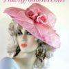 Women's Pink Sinamay Straw Kentucky Oaks Dress Hat, Kentucky Derby Hats, Bridal Couture Wedding Hats, Mother Of The Bride Hats Designer
