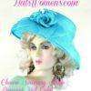 Turquoise Blue Sinamay Straw Kentucky Derby Hat, Ladies Formal Church Hats, Straw Hats For Wedding Guests Couture, Spring Summer Dress Hats For Women Turquoise