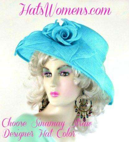 Ivory Sinamay Straw Wide Brim Wedding Hat Women's Designer Dress Hats - Image 7
