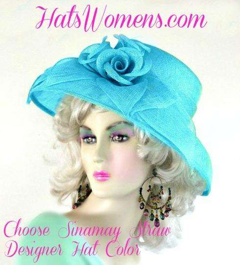 Orange Sinamay Straw Wide Brim Wedding Hat Women's Designer Dress Kentucky Derby Hats
