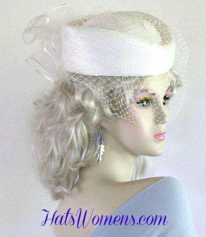 Beige Designer Pillbox Wedding Special Occasion Hat, Women's Hats NY - Image 9