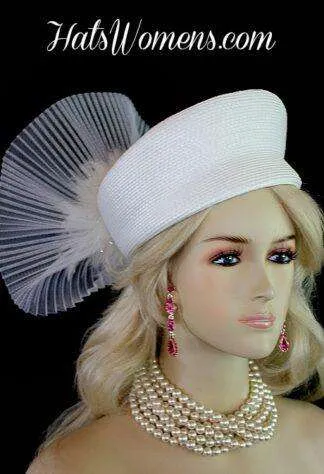 Women's White Wedding Bridal Pillbox Hat