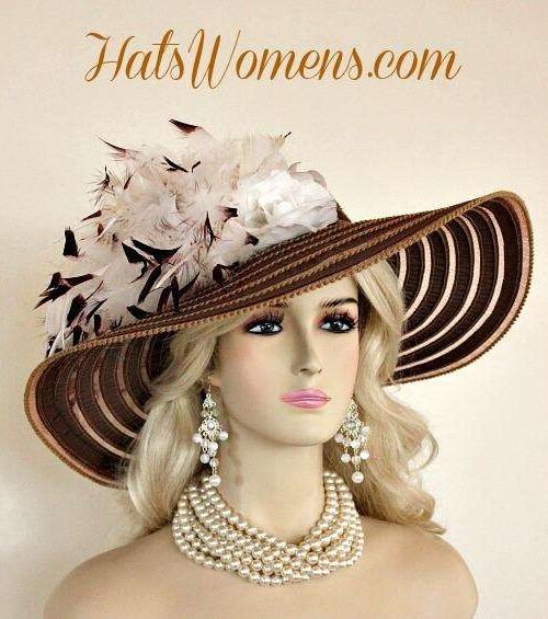 Hat Brown Wide Large Brim, Hats For Horse Races Kentucky Derby, 787yt