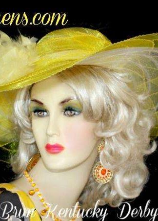 Women's Yellow Custom Feathers Designer Hat Hats Match Your Dresses For The Kentucky Derby