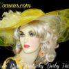 Purple Wide Sheer Brim Formal Designer Fashion Hat With Feathers, Ladies Derby Hats