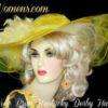 Purple Wide Sheer Brim Formal Designer Fashion Hat With Feathers, Ladies Derby Hats