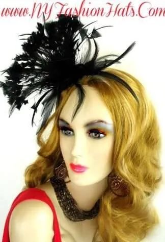 Dress Hats For Women, Black Hairband Headband Wedding Fascinator, Black Cocktail Hats For Women, Church Hats, Designer Hats, Formal Fashion Hats, Bridal Couture Wedding Headpiece
