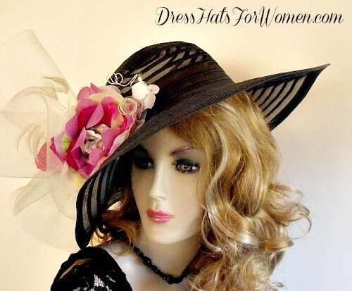 Dress Hats For Women, Kentucky Derby Hats, Hats For Horse Races, Haute Couture Fashion Hats, Formal Wedding Hats, Bridal Headpiece, Cocktail Hats, Mother Of The Bride Hats, Sinamay Straw Hats, Large Big Brim Hats, Hats For Horse Races, Church Sabbath Hats, Satin Hats, Pillbox Veil Hat, Black Wide Brim Kentucky Derby Church Hat, Hot Pink Green White Black Formal Fashion Hats For Weddings, Dress Hats For Women, Couture Designer Hats For Woman Ladies Of Style, Bridal Headwear Millinery Hats