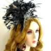 Ladies Black Grey Brown Wedding Fascinator, Satin Hairband Black Cocktail Hats, Designer Hats For Formals Church Weddings Brides Funerals, Mother Of The Bride Holiday Hats, Custom Millinery Headpiece