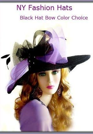 Black Lavender Purple Wide Brim Kentucky Derby Hat, Designer Hats For Women, Dress Hats, Fashion Hats, Custom Mother Of The Bride Hats