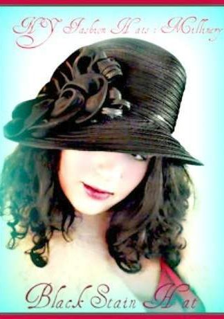 Ladies Black Satin Dress Special Occasion Hat Church Hats 4GYQ