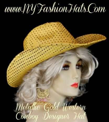 Metallic Gold Wester Cowboy Hat For Women