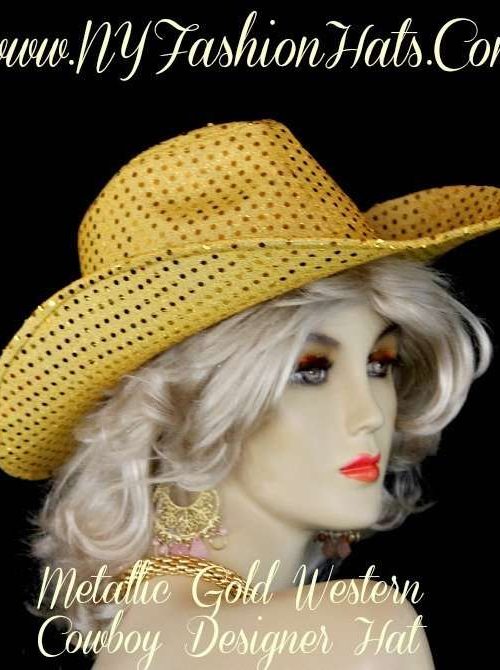 Metallic Gold Wester Cowboy Hat For Women
