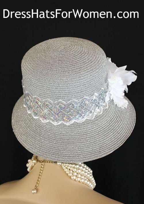 churchhats_kentuckyderbyhats_hatsforweddingguests_motherofthebride_bridalcoutureheadpiece_formalhats_specialoccasionhats Metallic Silver White Orchid Wedding Bridal Couture Dress Hat For Women, Ladies Kentucky Derby Hats, Dubai World Cup Millinery Hats, Custom Hats Woman, Formal Special Occasion Hats