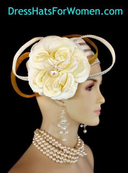 Kentucky Derby Hats, Ivory Designer Hats For Women, Custom Dress Hats For Weddings Formals Church Races, Mother Of The Bride Pillbox Hat, Cocktail Hats, Hats With Flowers