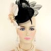 Black Beige Sinamay Straw Cocktail Hat Fascinator, Woman's Dress Hats, Designer Hats For Women, Dubai World Cup Hats, Melbourne Cup Hats, Bespoke Royal Ascot Hats, Hats For Formals Church Funerals