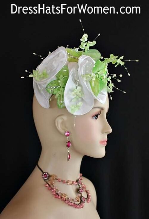 Women's Lime Green White Mini Pillbox Hat, Cocktail Hats 1920's Flapper Bridal Headpiece, Wedding Fascinators, Formal Special Occasion Kentucky Derby Hats, Winter Spring Designer Fashion Hats