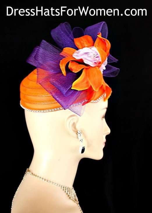 orange hats and fascinators