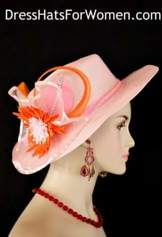 Dress Hats For Women, Kentucky Derby Hats, Hats For Horse Races, Haute Couture Fashion Hats, Formal Wedding Hats, Bridal Headpiece, Cocktail Hats, Mother Of The Bride Hats, Sinamay Straw Hats, Large Big Brim Hats, Hats For Horse Races, Church Sabbath Hats, Satin Hats, Pillbox Veil Hat, Ladies Pink Orange Kentucky Derby Hat, Couture Bridal Wedding Dress Hats For Women, Church Hats, Mother Of The Bride Hats, Custom Millinery Headwear Woman