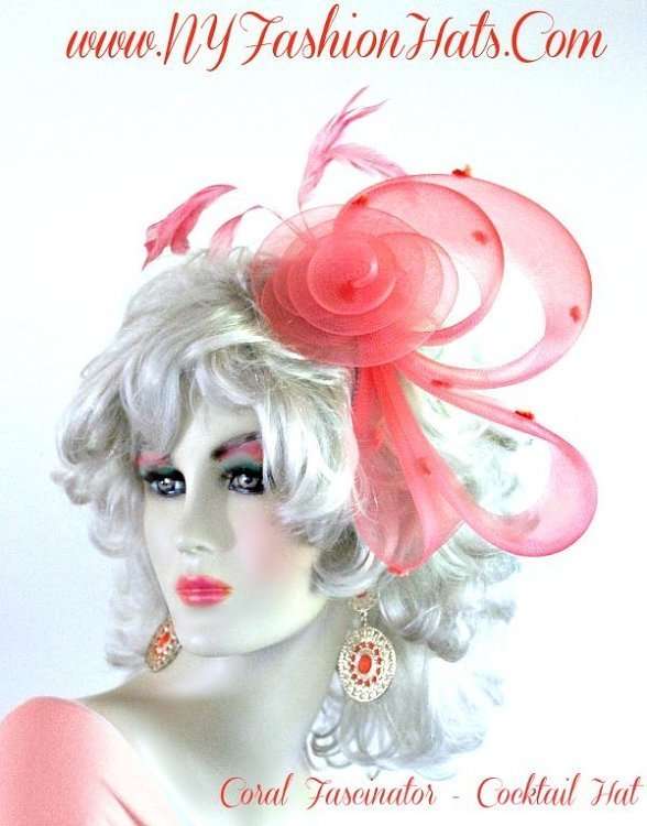 coral pink wedding hats