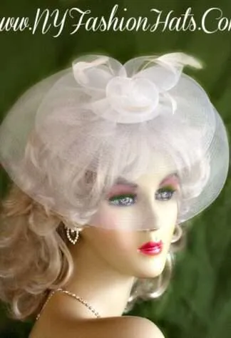 Ladies Layered White Or Black Cocktail Hat, Hair Comb Accessory Brides Bridal, Designer Wedding Fascinator