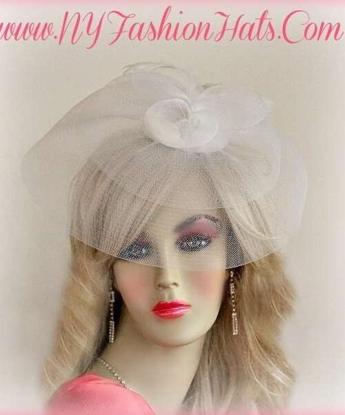 a_white_hair_accessory_fascinator_hat_hats_headpiece_headcover_bridalhat_NYFashionHats_weddinghat Ladies Layered White Or Black Cocktail Hat, Hair Comb Accessory Brides Bridal, Designer Wedding Fascinator