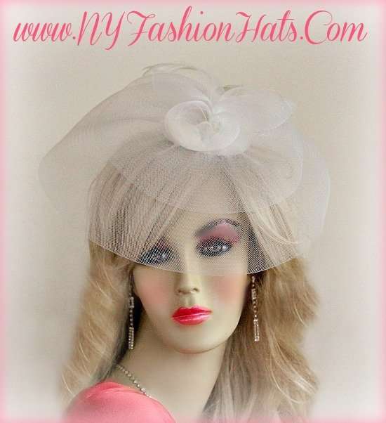 Ladies Layered White Or Black Cocktail Hat, Hair Comb Accessory Brides Bridal, Designer Wedding Fascinator