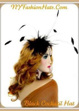 Ladies Black White Wedding Fascinator Cocktail Hat Feather Headpiece 6