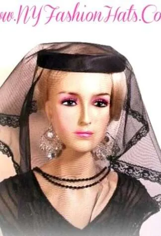 Ladies Black Satin Sheer Funeral Hat, Hats For Mourning Church, Cocktail Hats