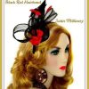 Women's Formal Black And Red Wedding Fascinator, Cocktail Wedding Hat With Rosettes And Feathers, Headpiece For Church, Weddings, Formals, Funerals, And Special Occasion. By www.NYFashionHats.Com - Customize This Fascinator