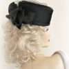 Women's Black Or White Satin Pillbox Veiled Formal Wedding Church Dress Hat, Cocktail Hats