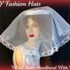 Ladies White Bridal Wedding Satin Sheer Veil, Headpiece Brides Weddings Formals Cocktail Hats