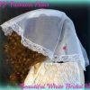 Ladies White Bridal Wedding Satin Sheer Veil, Headpiece Brides Weddings Formals Designer Fashion Hats