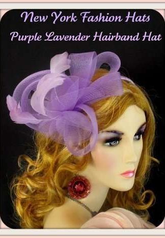 Ladies Lavender Purple Wedding Bridal Fascinator Satin Hairband, Hair Accessory Designer Church Hat