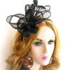 Women's Solid Black Satin Rosette Sinamay Straw Cocktail Hat Satin Headband Headpiece