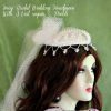 Ladies Ivory Satin Beaded Pearl Bridal Wedding Veil Women's Designer Hats