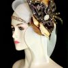 Ivory Satin Pillbox Designer Cocktail Hat Women Fashion Wedding Hats 631N