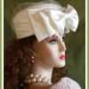 Ladies Women's White Ivory Satin Formal Pillbox Designer Hat Fashion Hats