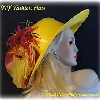 Dress Hats For Women, Kentucky Derby Hats, Hats For Horse Races, Haute Couture Fashion Hats, Formal Wedding Hats, Bridal Headpiece, Cocktail Hats, Mother Of The Bride Hats, Sinamay Straw Hats, Large Big Brim Hats, Hats For Horse Races, Church Sabbath Hats, Satin Hats, Pillbox Veil Hat, Ladies Bright Yellow Hot Pink Kentucky Derby Hat, Hats For Weddings Formals Dress Church
