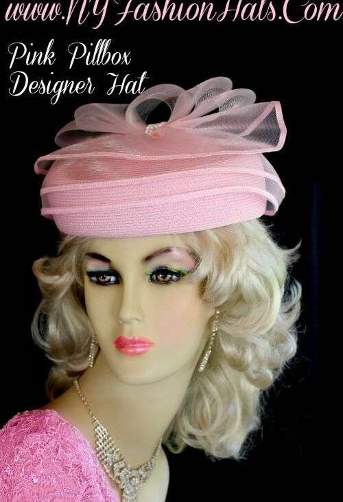 Dress Hats For Women, Kentucky Derby Hats, Hats For Horse Races, Haute Couture Fashion Hats, Formal Wedding Hats, Bridal Headpiece, Cocktail Hats, Mother Of The Bride Hats, Sinamay Straw Hats, Large Big Brim Hats, Hats For Horse Races, Church Sabbath Hats, Satin Hats, Pillbox Veil Hat, Women's Formal Pink Pillbox Bow Hat, Hats For Church Weddings Formals Brides