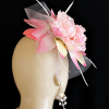 Ladies Pink Sinamay Straw Flower Wedding Fascinator Cocktail Hat, Kentucky Derby Wedding Church Custom Hats Millinery - Image 2