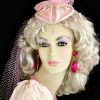 Ladies Pink Satin Beaded Pearl Bridal Wedding Veil Women's Designer Hats