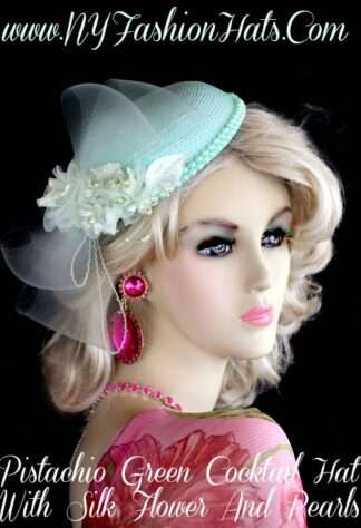 Pistachio Mint Green Cocktail Hat, Wedding Fascinators Headpieces Hats