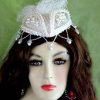 Ladies White Satin Beaded Pearl Bridal Wedding Veil Women's Designer Hats