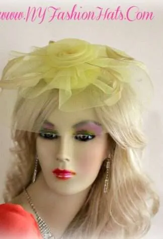 Stylish Yellow Dressy Wedding Bridal Fascinator, Cocktail Hats, Hair Accessory Brides Bridesmaids Formals