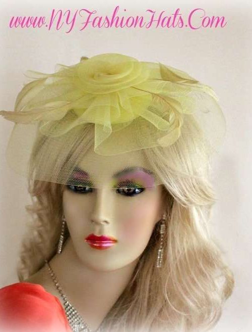 Stylish Yellow Dressy Wedding Bridal Fascinator, Cocktail Hats, Hair Accessory Brides Bridesmaids Formals