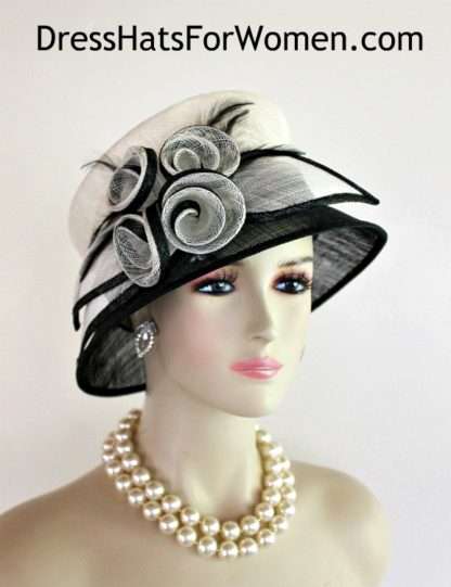 Dress Hats For Women, Kentucky Derby Hats, Hats For Horse Races, Haute Couture Fashion Hats, Formal Wedding Hats, Bridal Headpiece, Cocktail Hats, Mother Of The Bride Hats, Sinamay Straw Hats, Large Big Brim Hats, Hats For Horse Races, Church Sabbath Hats, Satin Hats, Pillbox Veil Hat, Women's Designer Hats, Black Ivory Formal Church Wedding Hat