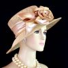 Woman's Couture Sinamay Straw Beige Gold Dressy Hat For Weddings Formals Special Occasion, Dress Hats For Women, Kentucky Derby Hats, Hats For Horse Races, Haute Couture Fashion Hats, Formal Wedding Hats, Bridal Headpiece, Cocktail Hats, Mother Of The Bride Hats, Sinamay Straw Hats, Large Big Brim Hats, Hats For Horse Races, Church Sabbath Hats, Satin Hats, Pillbox Veil Hat