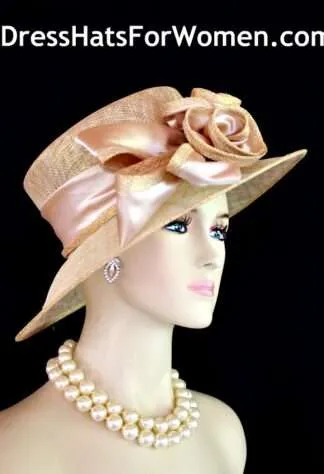 Woman's Couture Sinamay Straw Beige Gold Dressy Hat For Weddings Formals Special Occasion, Dress Hats For Women, Kentucky Derby Hats, Hats For Horse Races, Haute Couture Fashion Hats, Formal Wedding Hats, Bridal Headpiece, Cocktail Hats, Mother Of The Bride Hats, Sinamay Straw Hats, Large Big Brim Hats, Hats For Horse Races, Church Sabbath Hats, Satin Hats, Pillbox Veil Hat