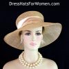 Dress Hats For Women, Kentucky Derby Hats, Hats For Horse Races, Haute Couture Fashion Hats, Formal Wedding Hats, Bridal Headpiece, Cocktail Hats, Mother Of The Bride Hats, Sinamay Straw Hats, Large Big Brim Hats, Hats For Horse Races, Church Sabbath Hats, Satin Hats, Pillbox Veil Hat, Women's Metallic Gold Champagne Beige Wide Brim Sinamay Straw Fashion Designer Church Hat